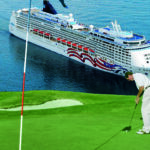 Golfer and cruise ship in Hawaii